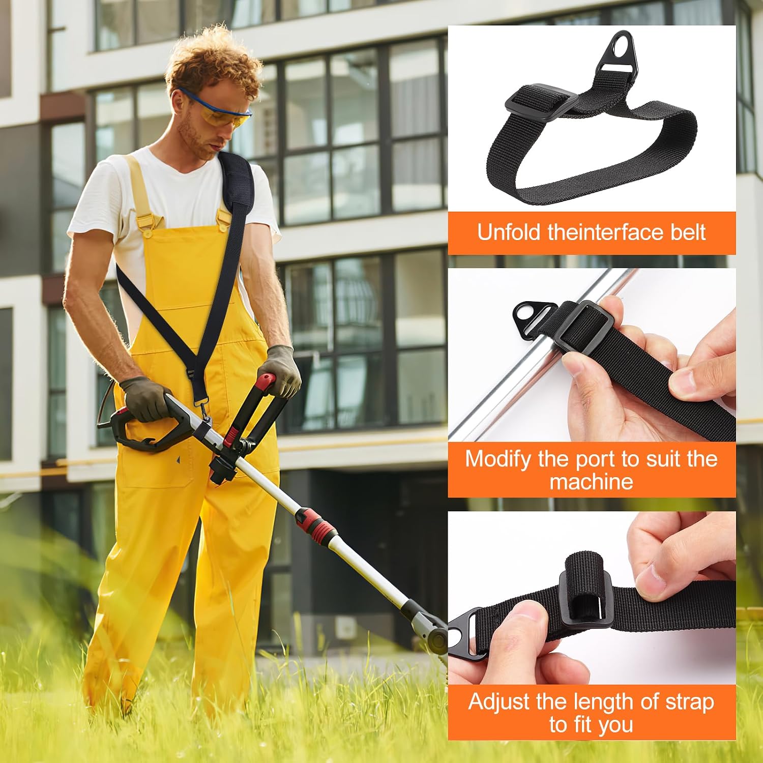 Universal Trimmer Strap shoulder strap Blower Strap for weed whackers, leaf blowers, hedge trimmers and more Sturdy, non-slip shaft clip design