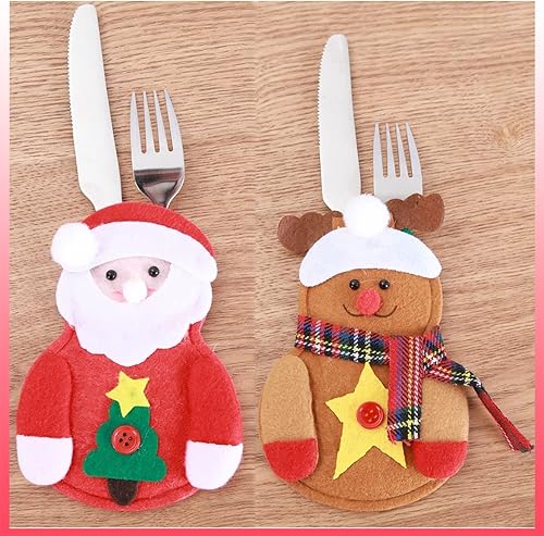 Miniatura 5 de 8 soportes de cubiertos de Navidad con renos de Papá Noel, bolsa para árbol de Navidad, restaurante, hotel, fiesta, festival, celebración,