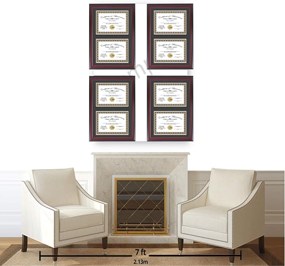 Creative Picture Frames 14x20 Mahogany Finish Double Diploma Frame with Black Matting Holds Two 8.5 x 11 -inch Media and Installed Wall Hangers