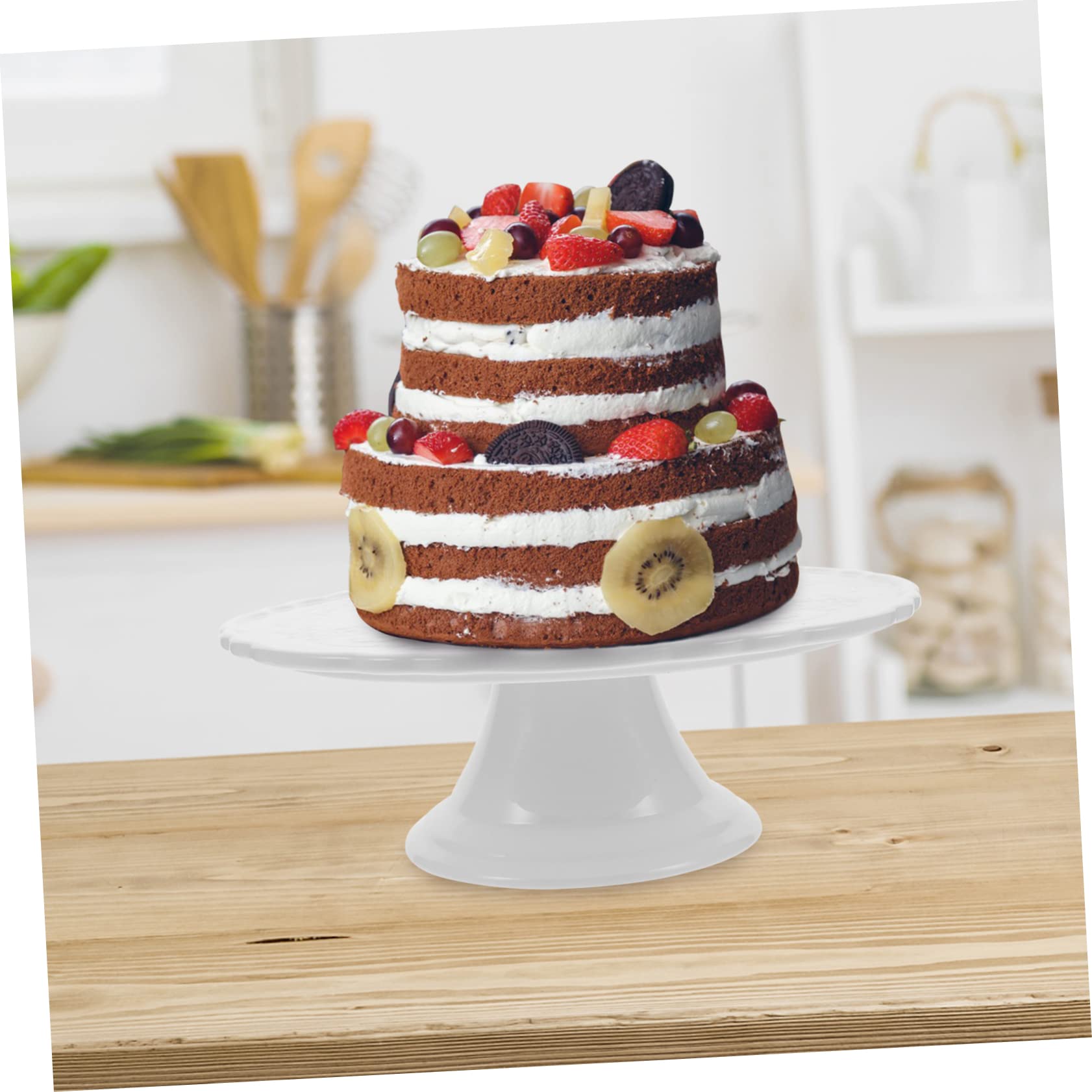 ABOOFAN Alzatina per Dolci in Ceramica Bianca 28cm per Dessert | Serving Muffins, Matrimoni e Tea Party, Design Elegante e Raffinato, Aspetto Romantico