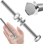 Mywish (5 Sets) 5/16-18x4 Hex Head Assorted Screws Nuts and Bolts with Flat & Lock Washers, 304 Stainless Steel 18-8, Fully Threaded, 5/16 Bolt Metric Bolt Assortment