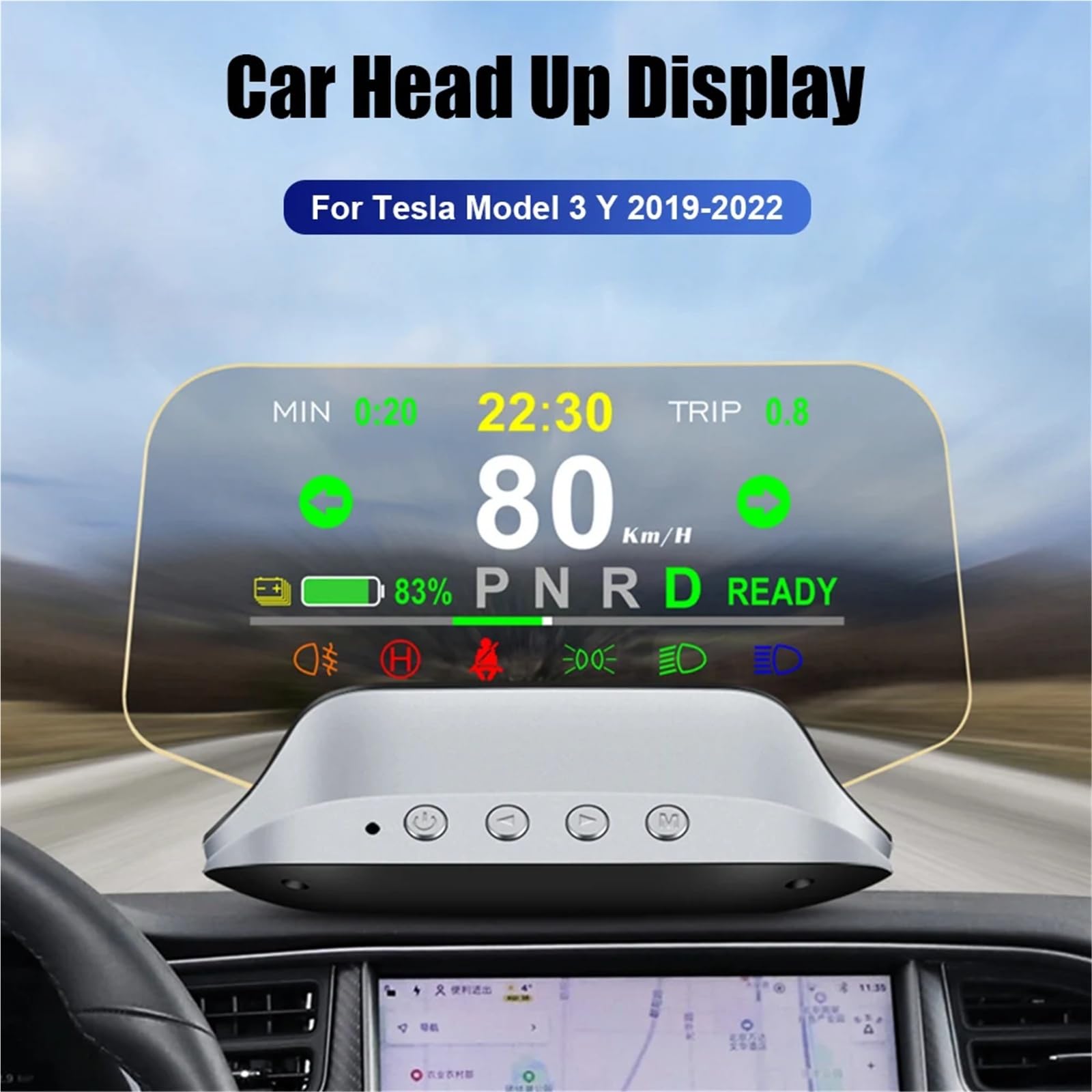 T3 Speedometer RPM Car Head Up Display Mirror Projector HUD, Digital Alarm Set