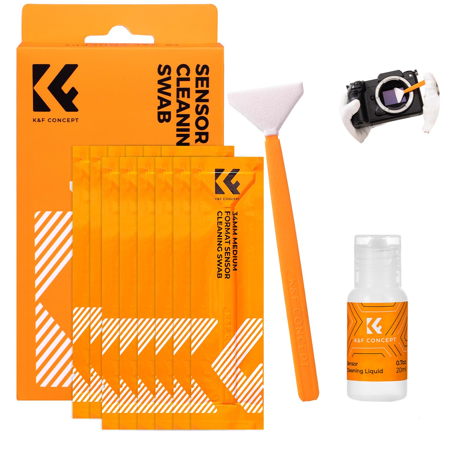 K&F CONCEPT Pulizia Macchina Fotografica Sensore Medium Format 12PCS+20ml