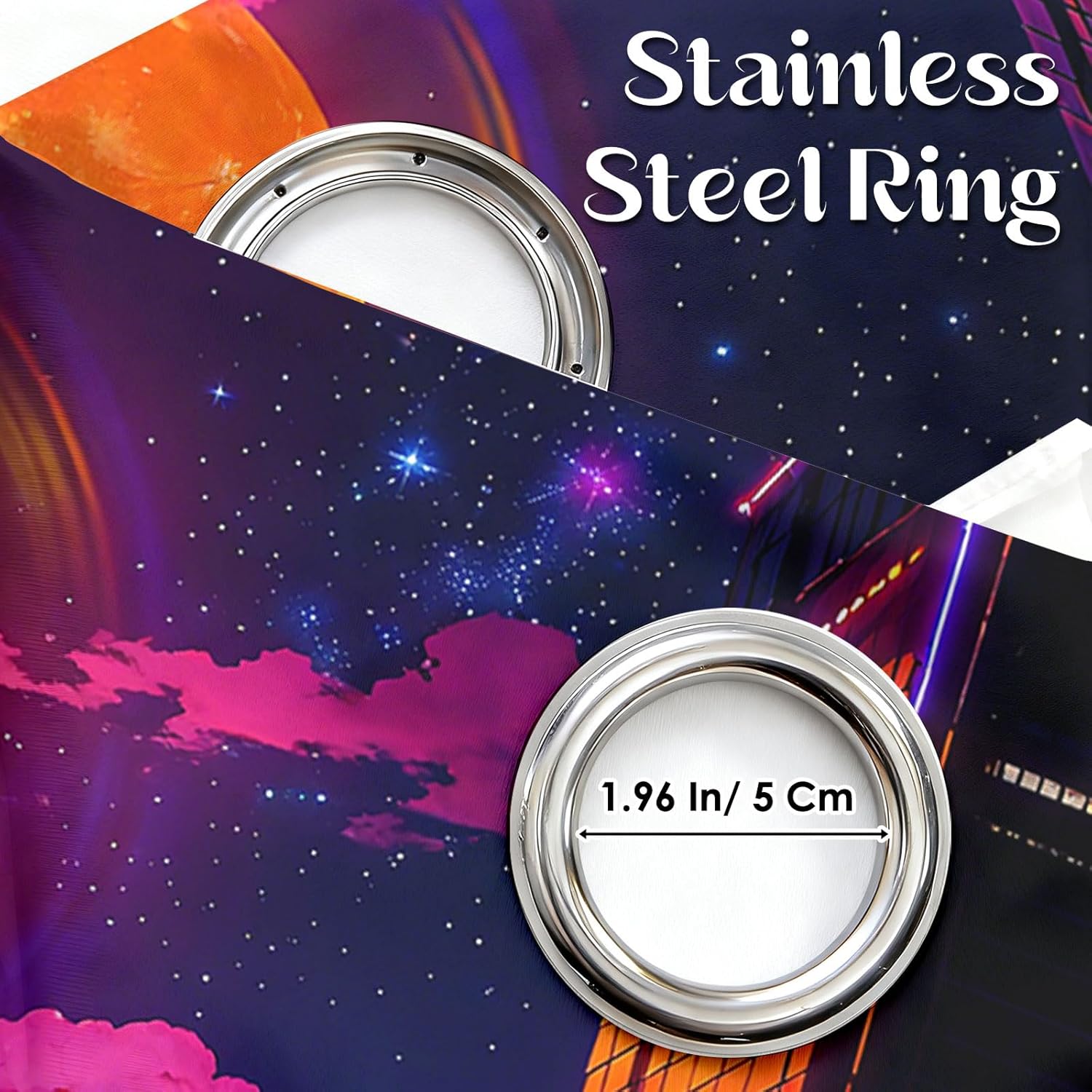 City Purple Light Filtering Curtains for Bedroom 84In Long 2 Panels, City Night Scene Curtains for Living Room, Patterned Decorative Curtain, Modern Cyber Window Drapes Decorate for Spring