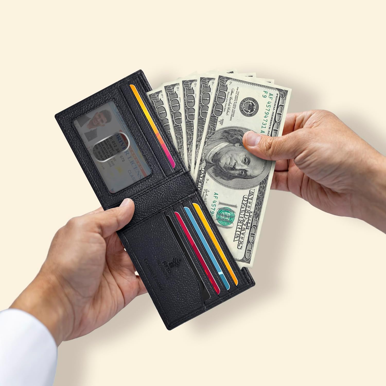 Oak Leathers Slim Leather Wallet for Men - RFID Wallets Credit Card Holder Ultra Thin Gift for Mens, Front Pocket Minimalist Design - Image 4