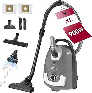 Akitas C11 900W Aspiradora con Bolsa Turbo Cable de 7m Succión Ajustable Cepillo Turbo para Pelo de Mascotas Cabezal de Cepillo Extra Incluido 4-en-1 para Suelos Duros y Alfombras