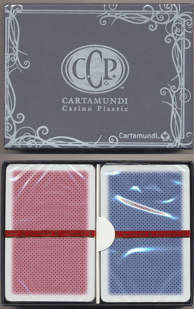 Cartamundi 100% Plastic Setup - 2 Decks - Red & Blue Deck - Bridge Size - Standard Index - Casino Quality