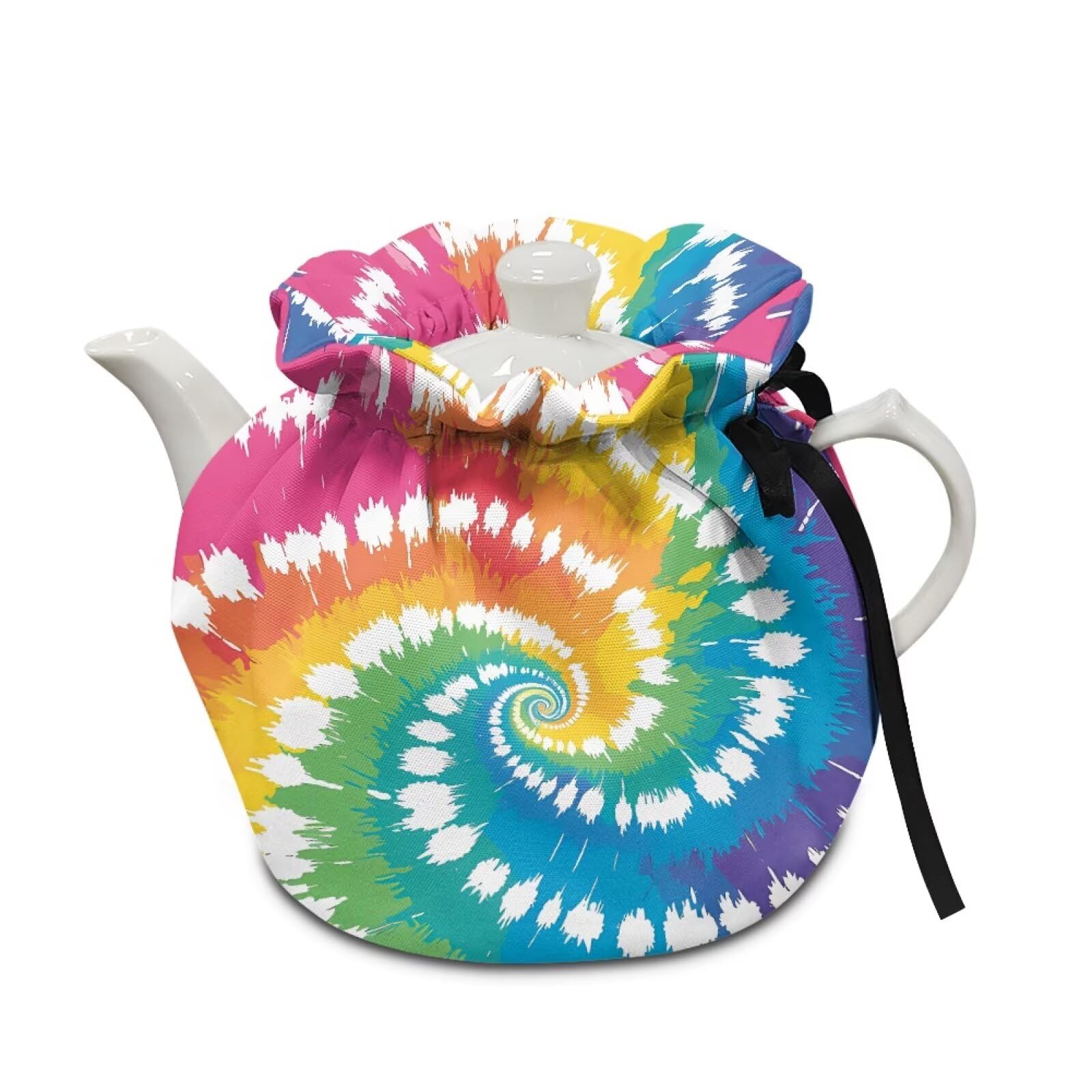 Tie Dye Tea Cosy Washable Protective Insulated Tea Pot Dust Cover Creative Kitchen Tea Pot Cover to Keep Tea Warm Home Kitchen Tea Party Christmas Decoration