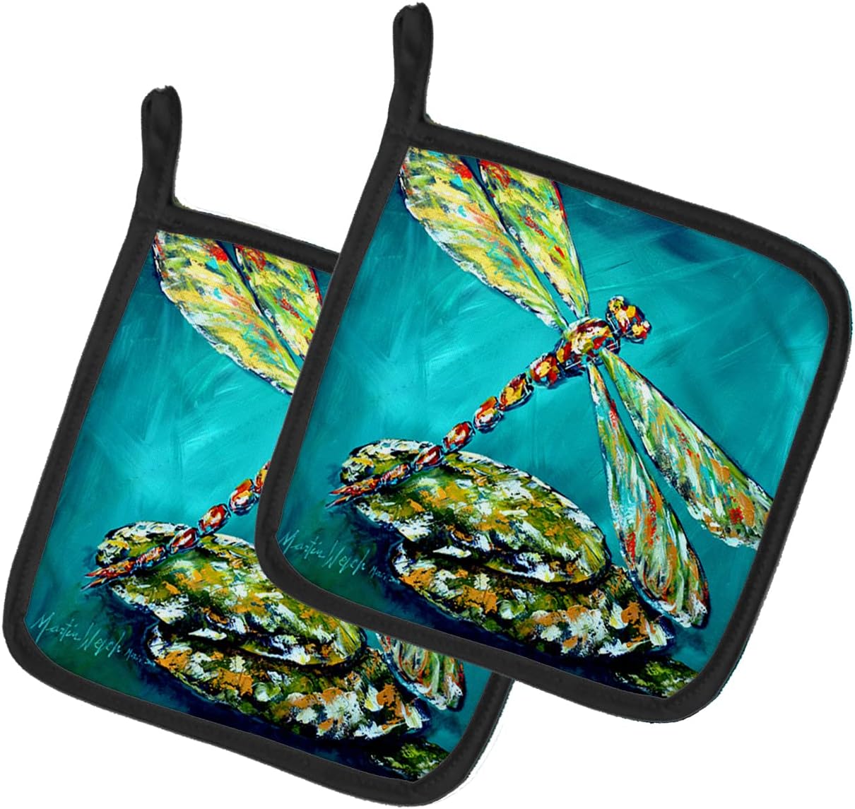 Caroline's Treasures MW1144PTHD Insect - Dragonfly Matin Pair of Pot Holders Kitchen Heat Resistant Pot Holders Sets Oven Hot Pads for Cooking Baking BBQ, 7 1/2 x 7 1/2