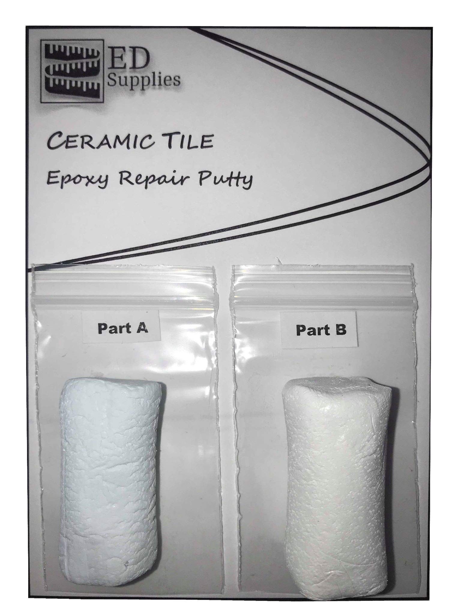Floor & Wall Ceramic Tile Epoxy Repair Putty - Repairs Chips, Cracks, Defects & Similar Damage. 38g (Light Grey)