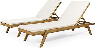 Christopher Knight Home Caily Outdoor Chaise Lounge with Cushions - Acac...