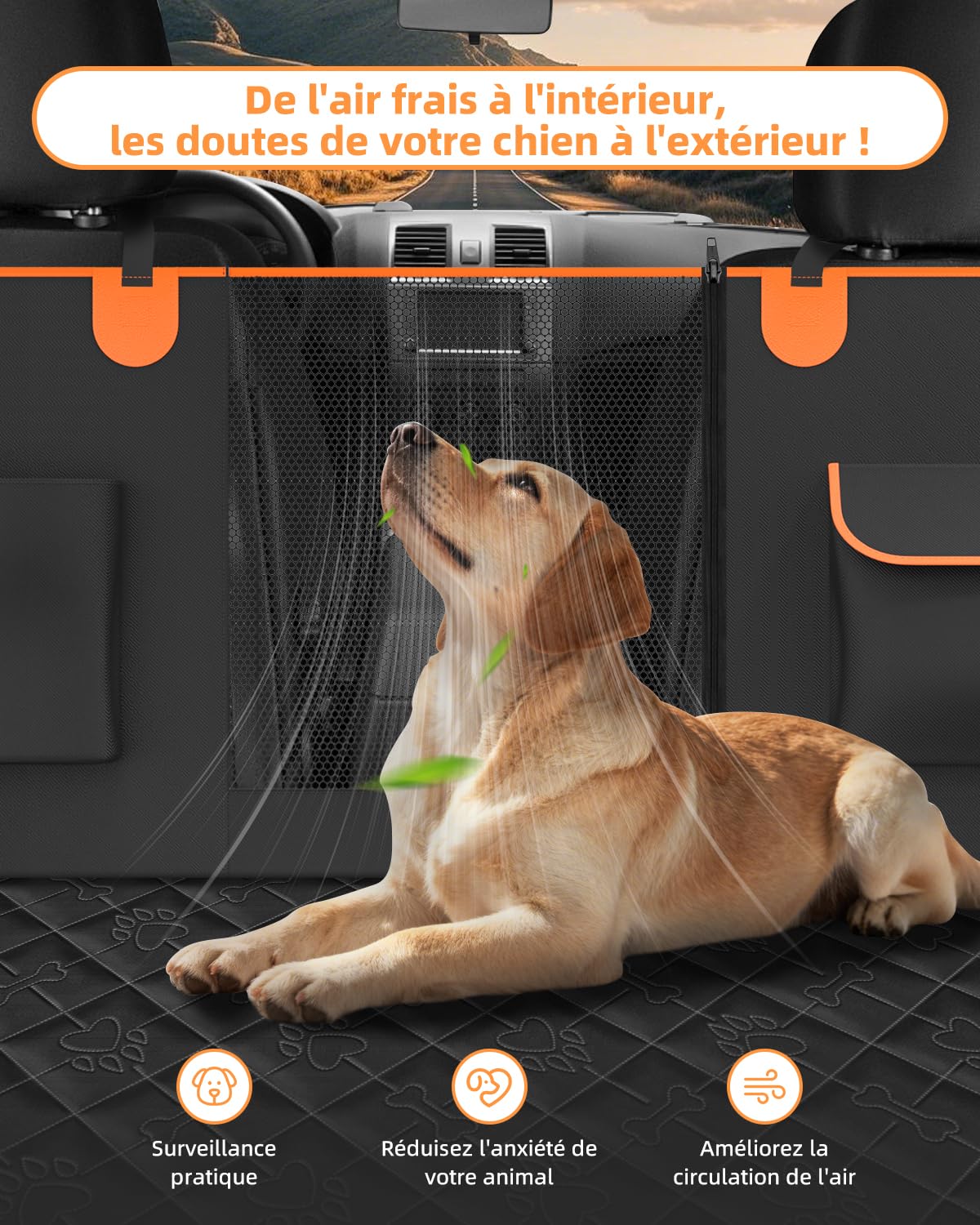 Protection Voiture Chien Siege Arriere Imperméable Antidérapante Housse Voiture Chien avec Fenêtre en Filet Protege Siege Voiture Chien, Convient à la Plupart des Voitures SUV et Camions