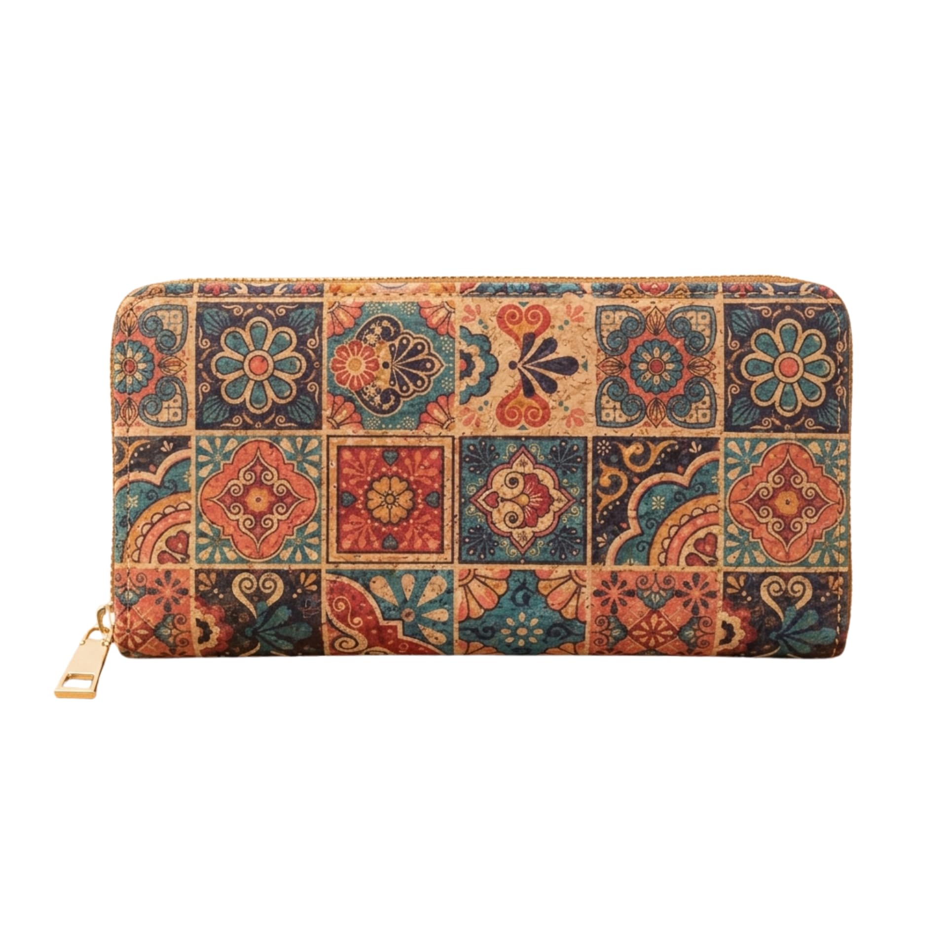 tynimo Wallet Purse for Women | Vegan Eco-Friendly Cork Purse | Motifs Tile Design | 8 Card Slots, 3 Compartments | Sustainable Ladies Organizer Wallet for Traditional Outfits-picture-29