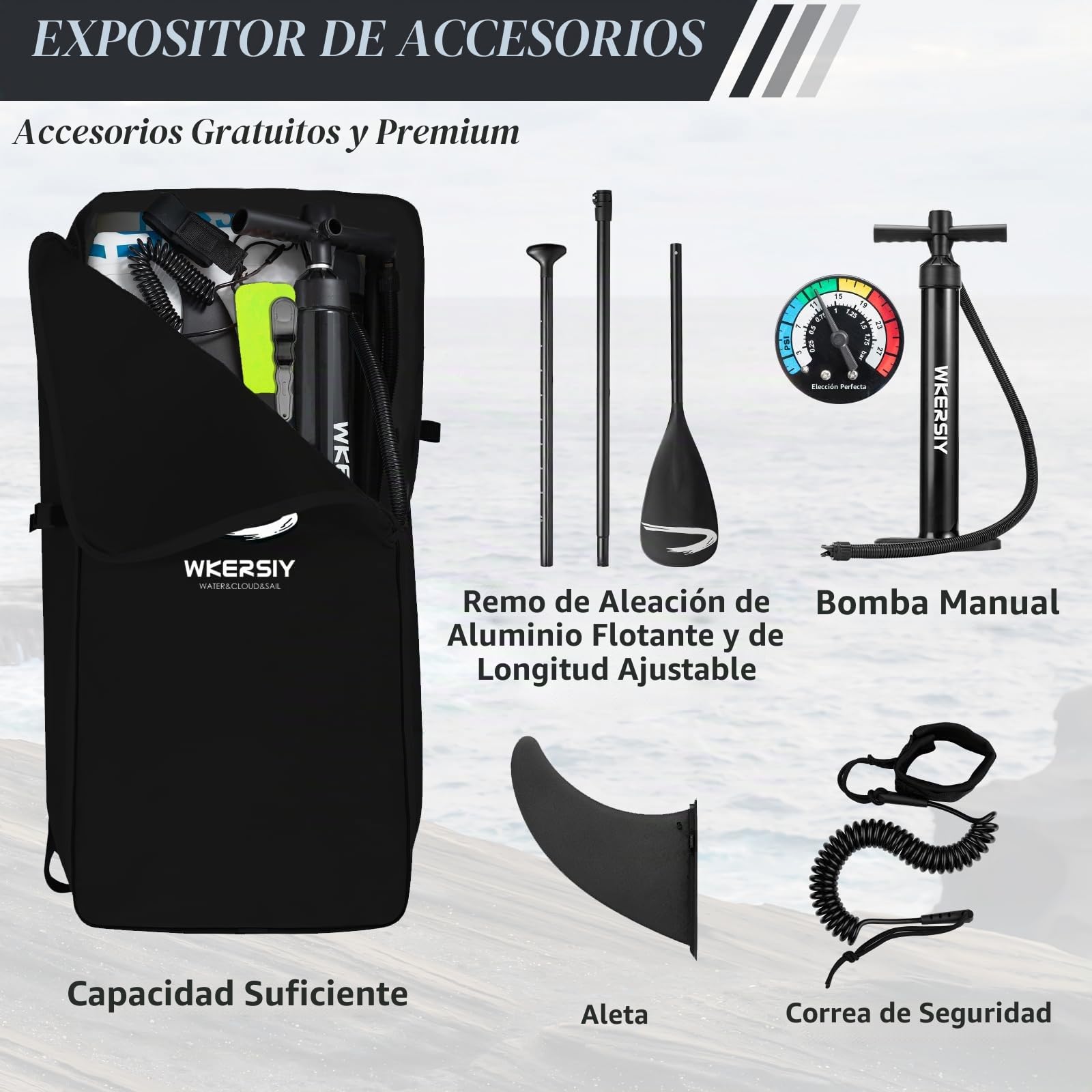 Tabla Sup Inflable 335cm Polivalente, Set Completo con Remo Ajustable, Bomba de Aire, Mochila y Accesorios, Estable Antideslizante para Deportes Acuáticos Principiantes y Profesionales