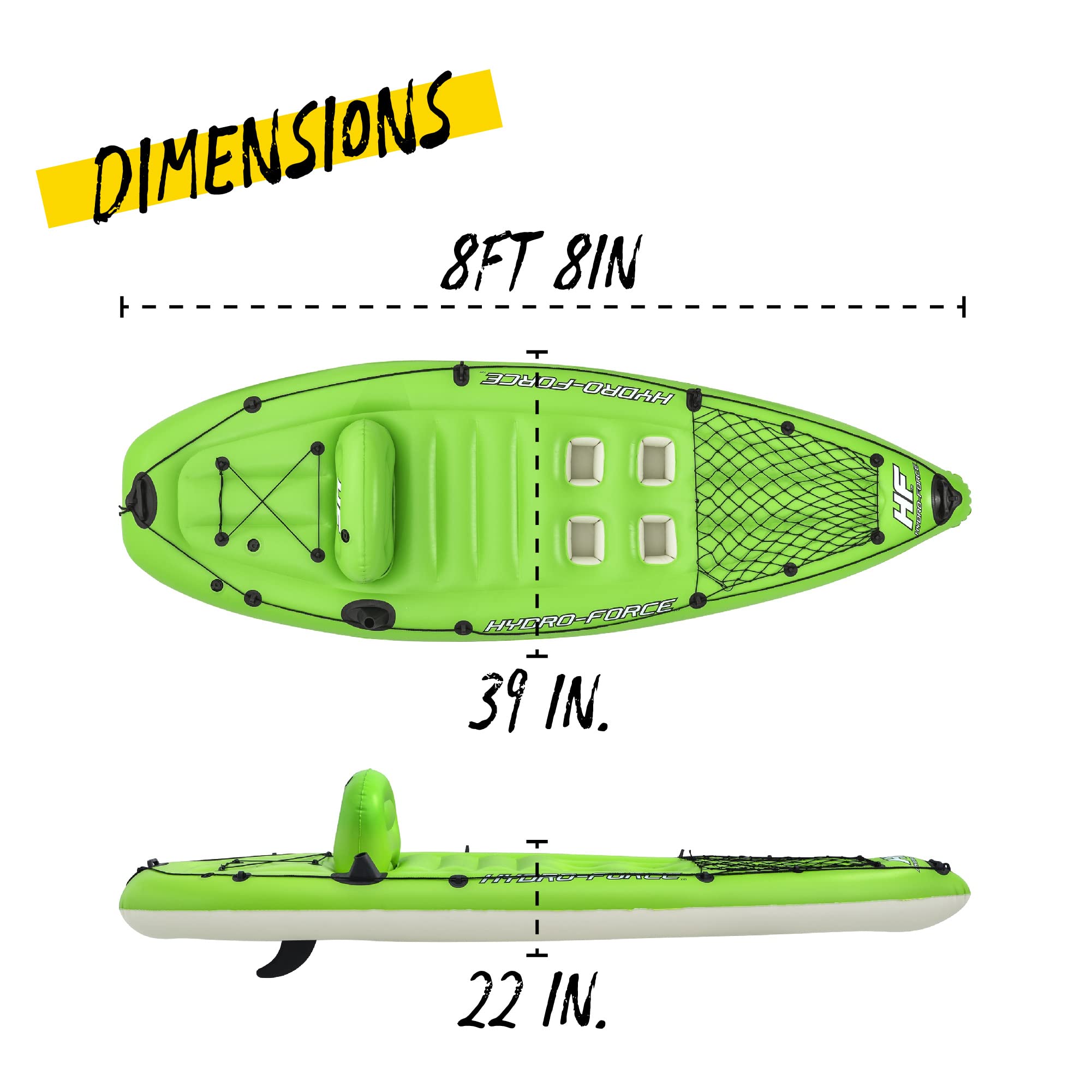 Bestway Koracle - Kayak gonfiabile Hydro-Force, set completo per la pesca, con pompa a mano, pagaia e borsa portaoggetti, capacità per 1 persona, diversi stili