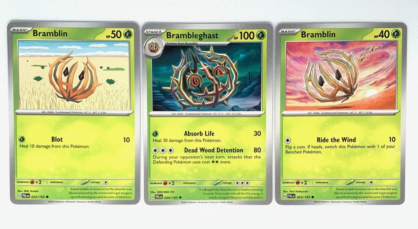 Amazon.com: Brambleghast 024/193 - Paldea Evolved - Pokemon Evolution Set -  3 Card Lot