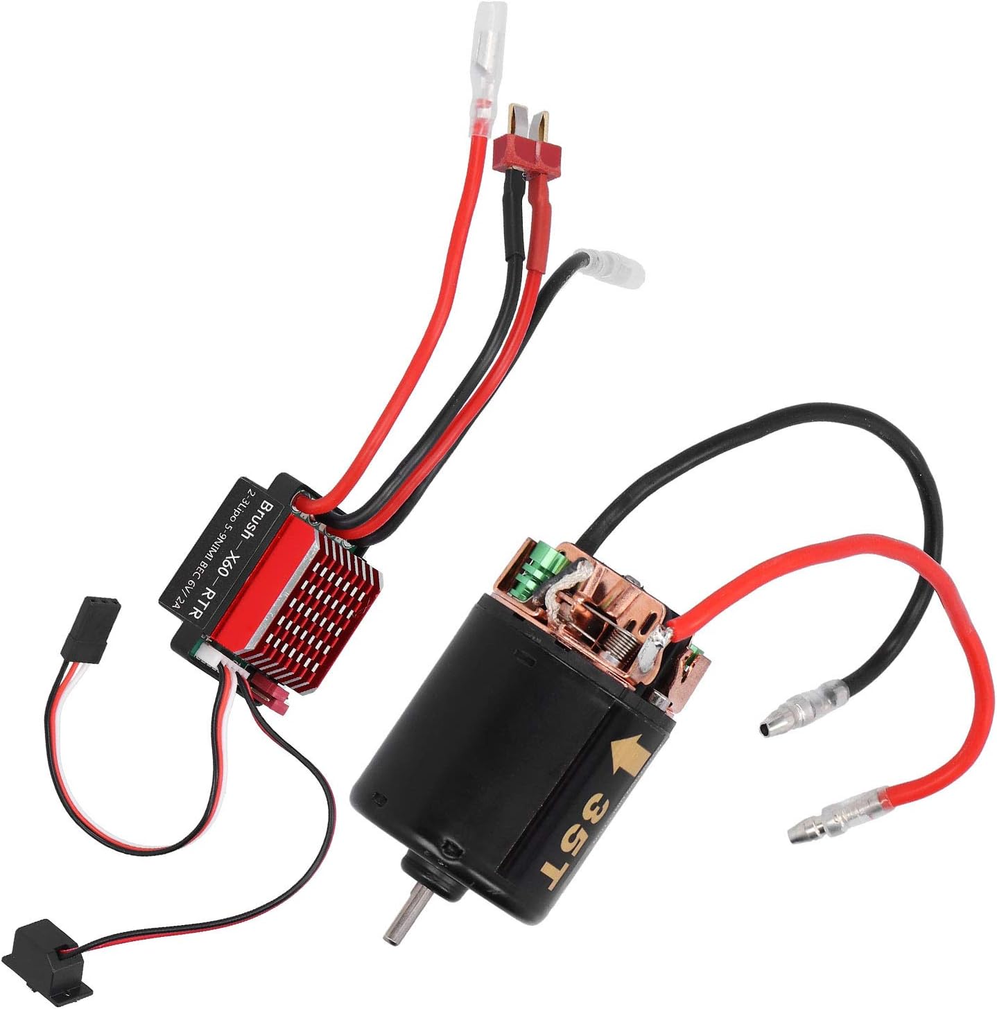 VGEBY RC Motor ESC Kit, High Torsion 540 Brushed Motor 360A ESC with T Plug for 1/10 RC Car Model (35T)