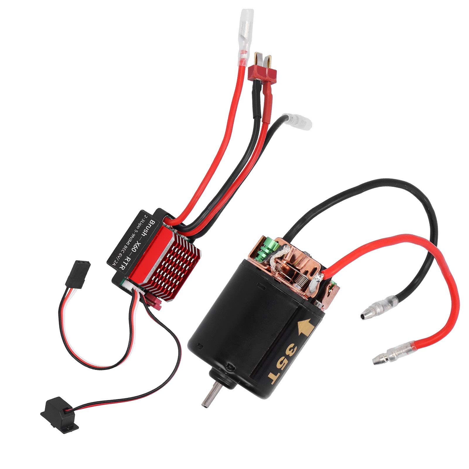 1/10 RC Motor ESC, 540 Brushed Motor 35T 45T 55T mit 360A ESC Combo, 1/10 Elektro RC High Speed ​​Controller T Plug Zubehör Passend für 1/10 RC Rennwagen Truck(55T)
