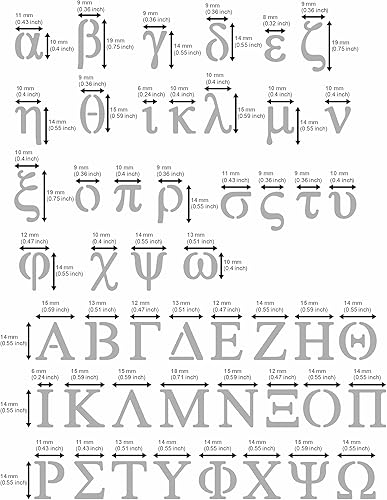 Miniatura 3 de Aleks Melnyk No.420 - Plantilla de metal, letras griegas, Phi Sigma, Alpha, trazadores de letras, tamaño 0.7 pulgadas, alfabeto, plantilla para
