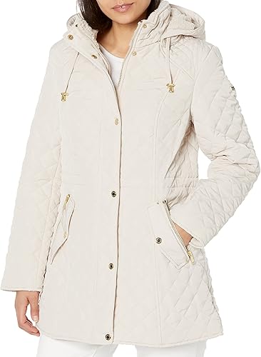 Laundry by Shelli Segal Chaqueta de piel de oveja sintética acolchada 34 con capucha para mujer