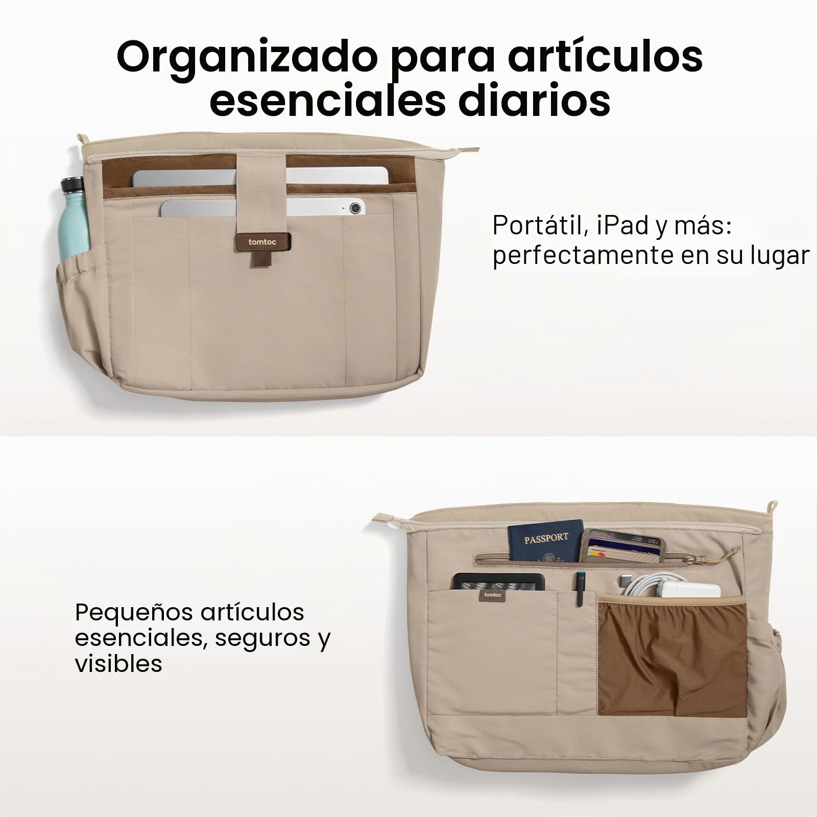 tomtoc Bolso Mujer Grande, 10L Puffer Tote Bag para MacBook 13-14 Pulgadas, Ligero de Hombro y de Mano, Bolsa con Portátil Ordenador para Universidad, Shoppers, Compras, Trabajo, Viajes y Uso Diario