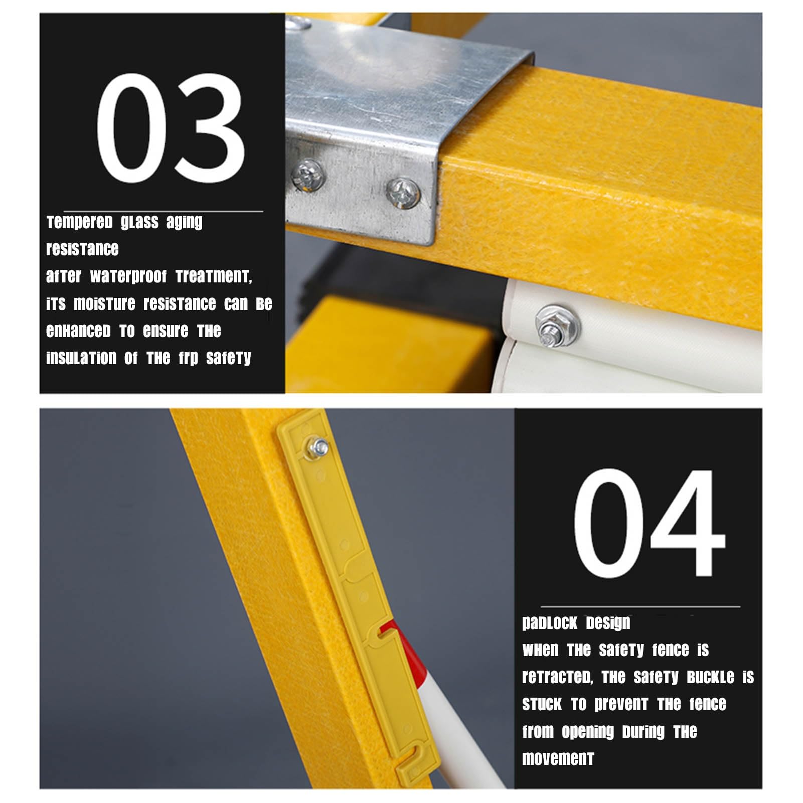 Genérico Barrera de Seguridad metálica Extensible - Valla de tráfico retráctil para entradas de vehículos, Obras de construcción y Uso Industrial, 120 cm de Altura, 250 cm (8,2 pies) de Longitud.