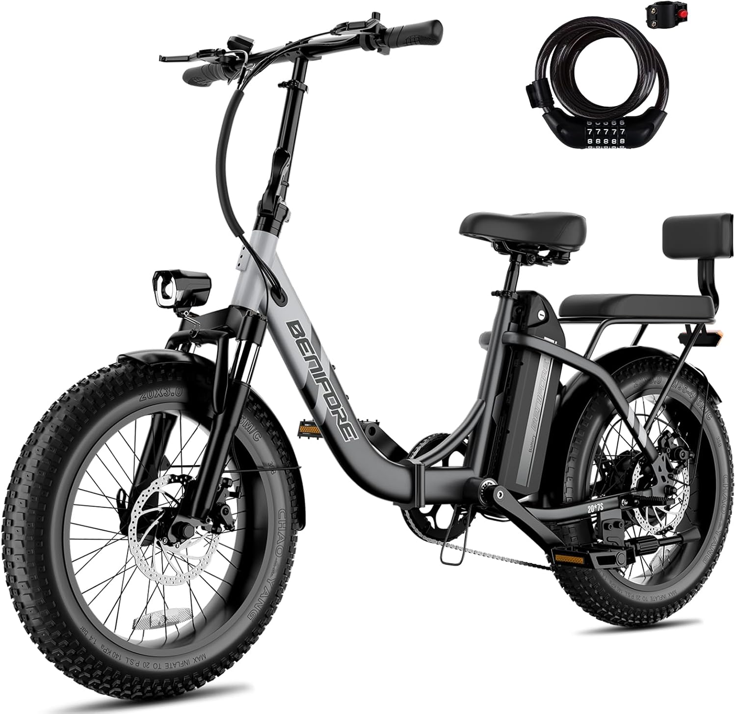 Luckeep C23 2-Seater Electric Bike for Adults,750W Peak Motor 28 MPH,720WH Removable Battery 65Miles Step-Thru Folding Ebikes,20