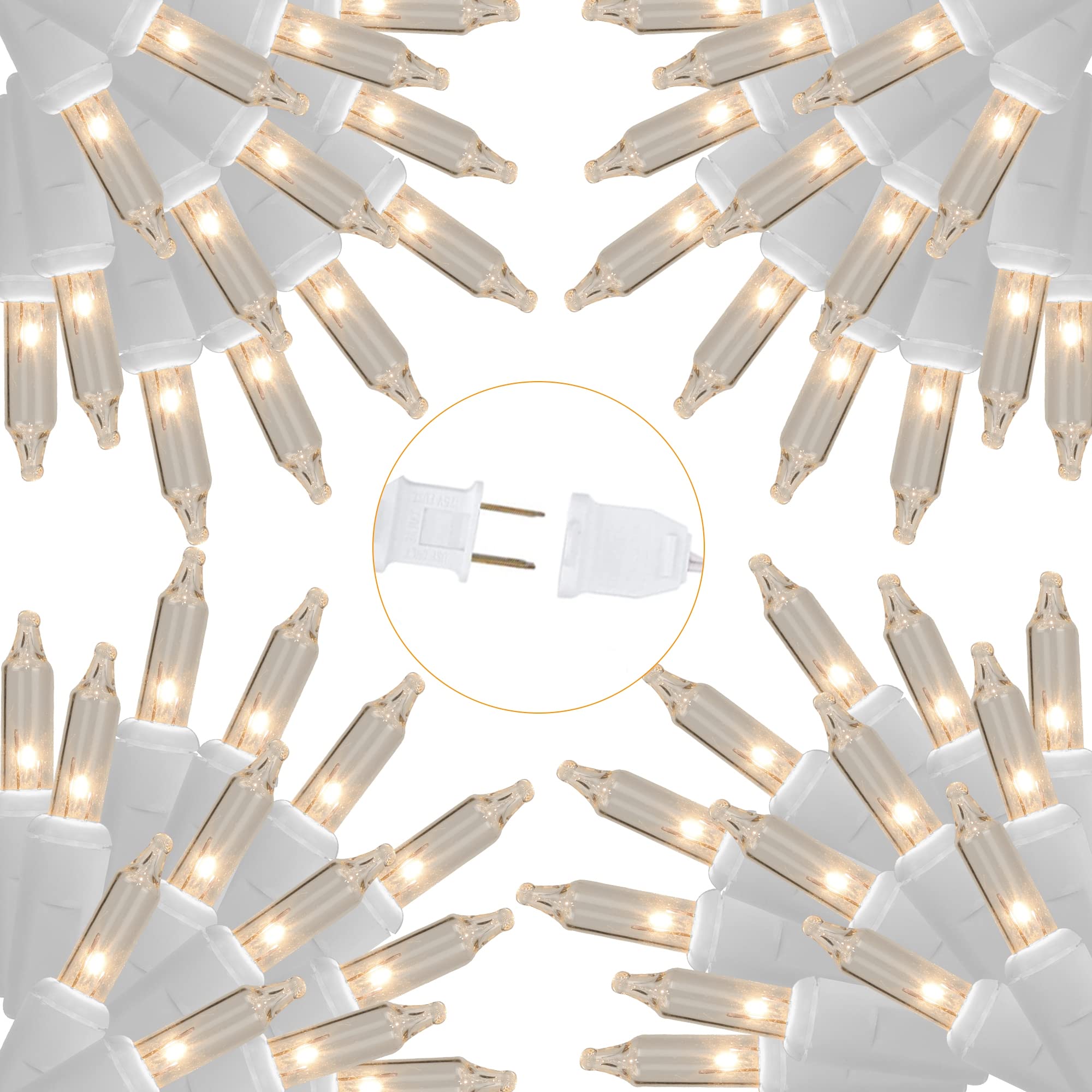 4 Pack Christmas Lights Indoor Outdoor, Toal 132 FT 600 Count Clear White Wire Incandescent Mini String Light, 120V UL Certified Christmas Tree Lights for Home Patio Holiday Party Garden Decorations