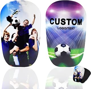 Custom Shin Guards Soccer,Match Protective Equipment Tiny shin pad 2.9"x4.5" with Picture Text Logo and shin Guard Straps,espinilleras de Futbol para Hombres personalizadas for Kids Age 8-10