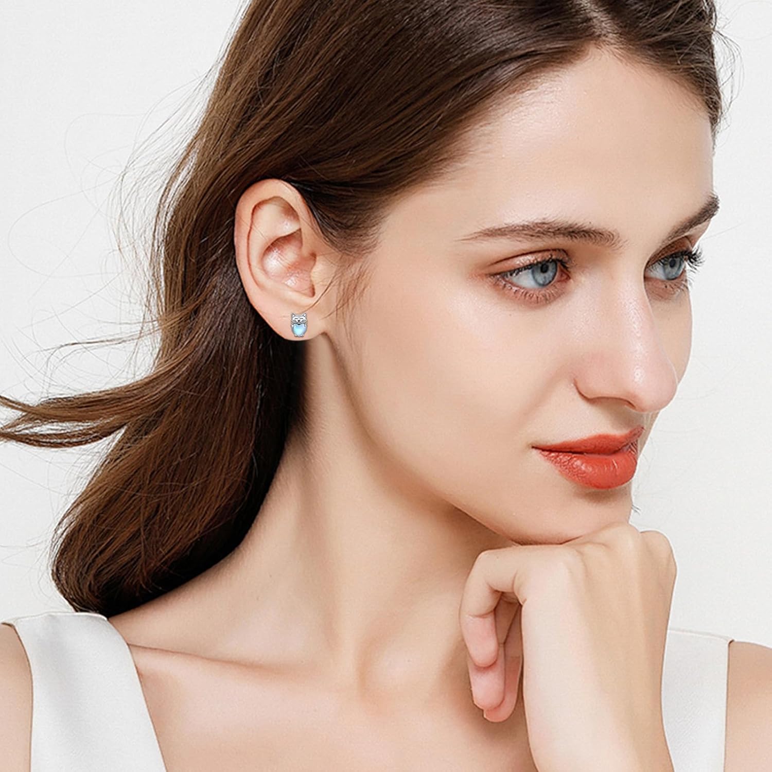 Cat Earrings 925 Sterling Silver Cute Pet Kitten Stud Earrings Cat Jewelry Gifts for Women Hypoallergenic Earrings for Sensitive Ears