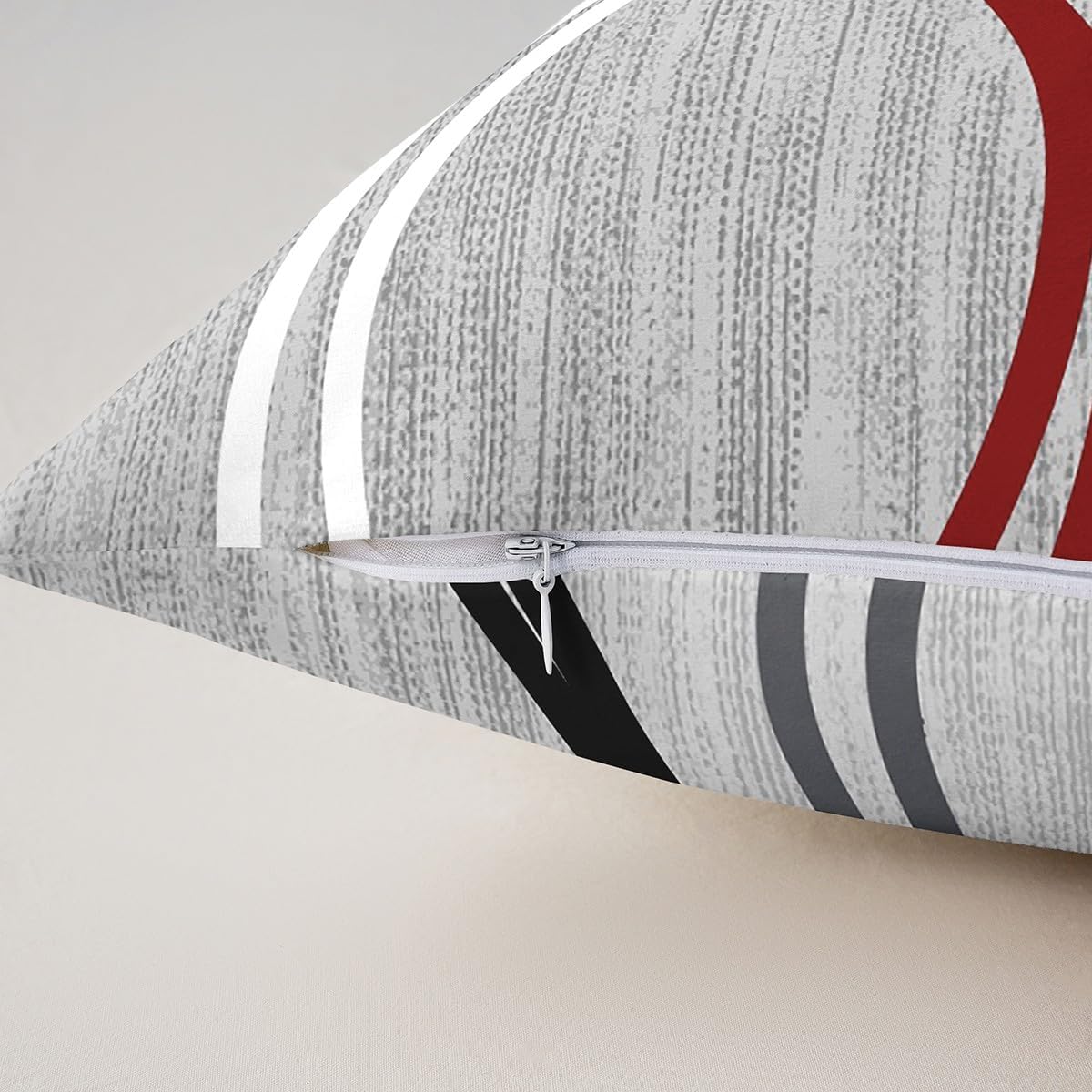 Abstract Circles Pillow Covers Red Black White Geometric Modern Pattern Pillow Cases for Kids Teens Adults Simple Cool Style Soft Cushion Covers for Office Couch Chairs 22x22 Inch Set of 2 Gray