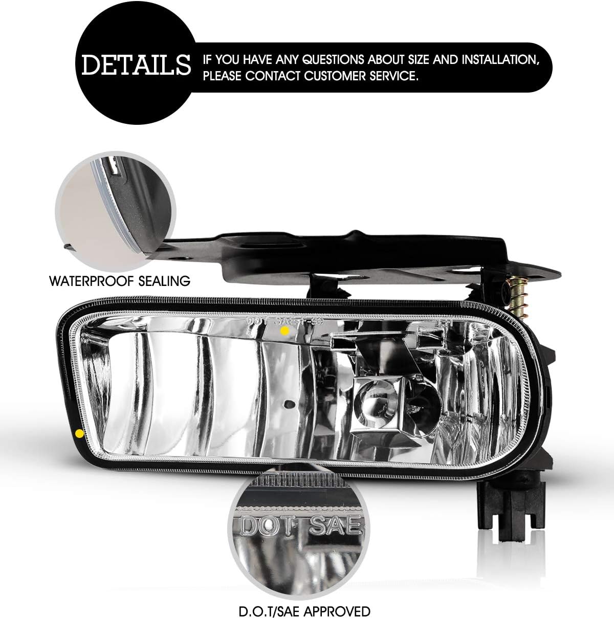 AUTOWIKI Fog Lights For 2002-2006 Cadillac Escalade, 2003-2005 Cadillac Escalade ESV OEM Replacement Fog Lamps 2PCS With Clear Lens