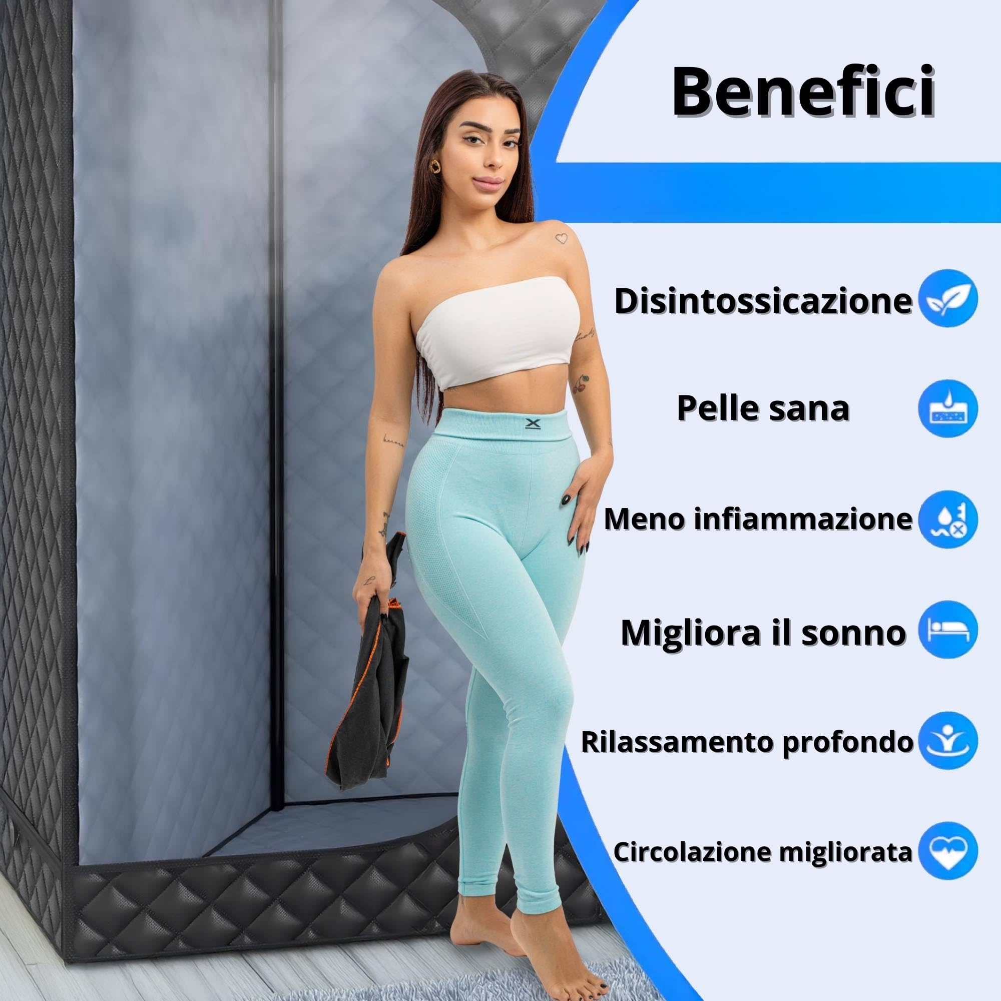 Ice Hof® Sauna Portatile a Vapore, Mini Sauna Box per Casa, Bagno Turco da Casa Interno, Sauna Home per Relax e Benessere, Sauna da Esterno Portatile