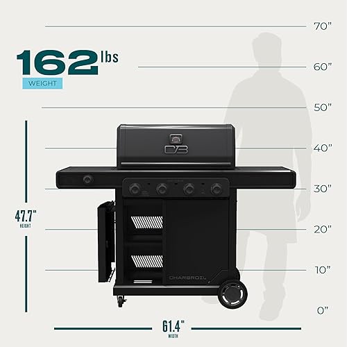 Miniatura 7 de Char-Broil Serie Pro con Tecnología de Infrarrojos Amplifire - Parrilla de Gas Propano de 4 Quemadores con Gabinete y Quemador Lateral, Negro -