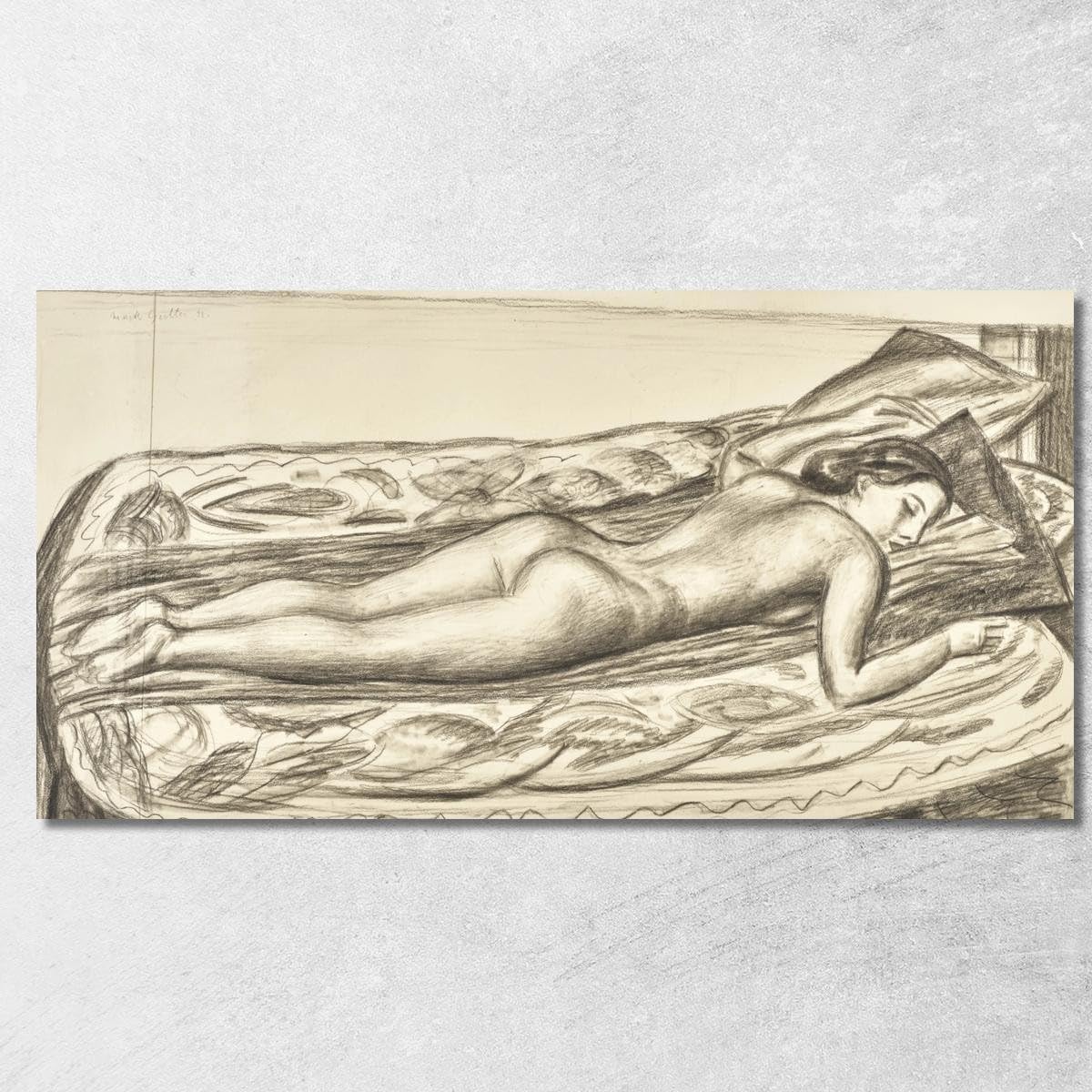 Tableau Mark Gertler Nu Allongé Toile Idéale pour Décoration Chambre et Salon Moderne