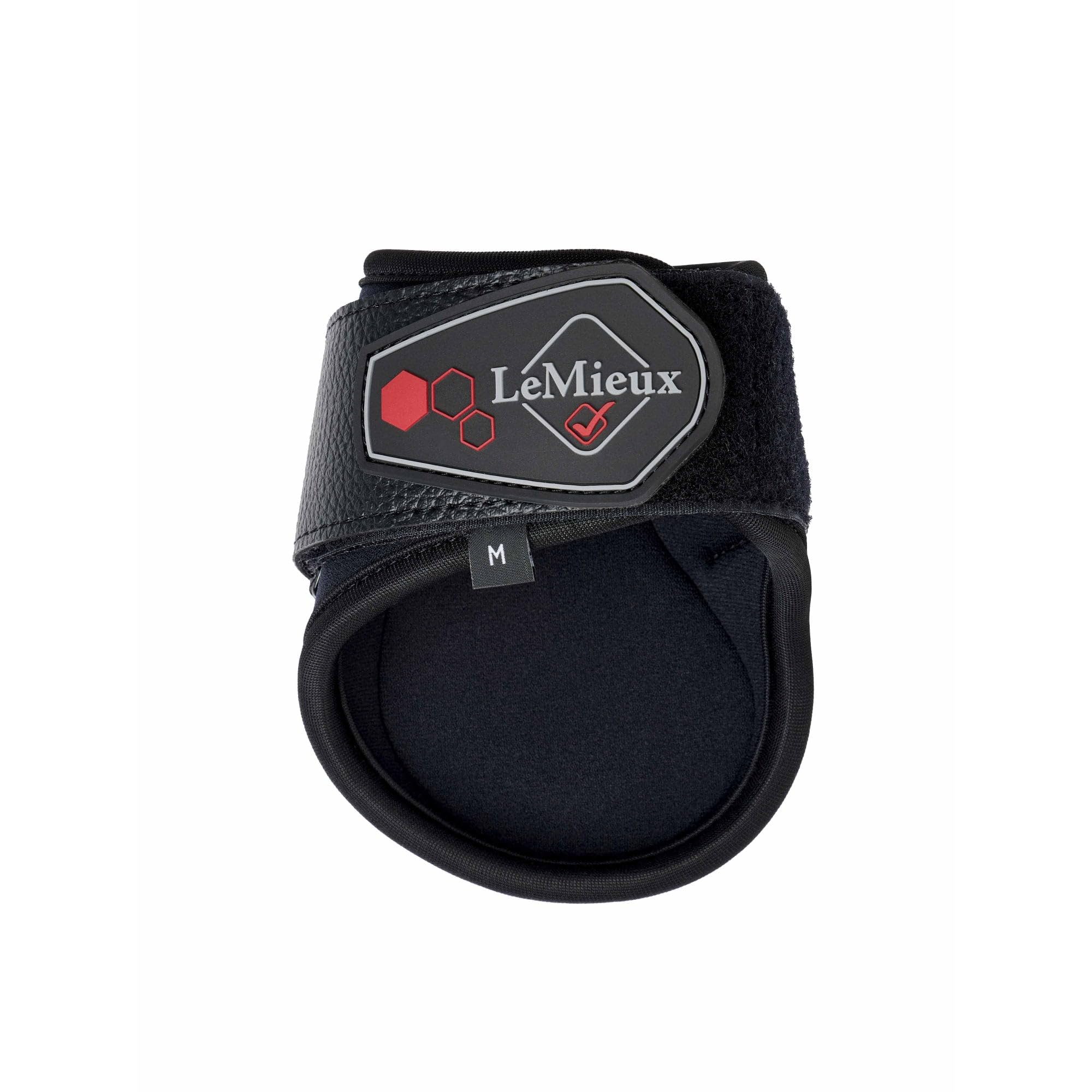LeMieux Par de botas para caballo Fetlock compatibles con los impactos, color marrón con zona protectora moldeada, rejillas de ventilación de malla y cierre de doble bloqueo, talla L