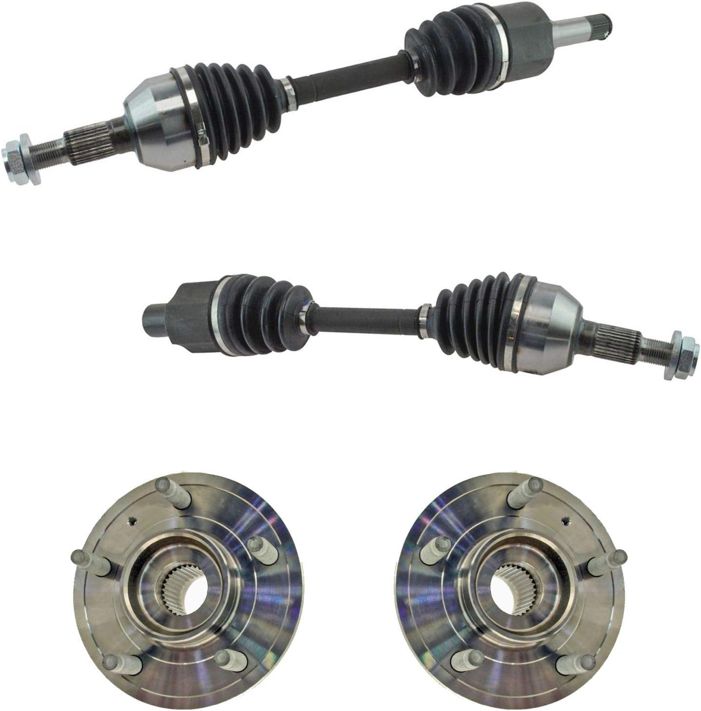 TRQ Front Drivetrain Kit CV Axle Shaft Assembly Wheel Hub Bearing Assembly Compatible with 2007-2009 Chevrolet Equinox Pontiac Torrent