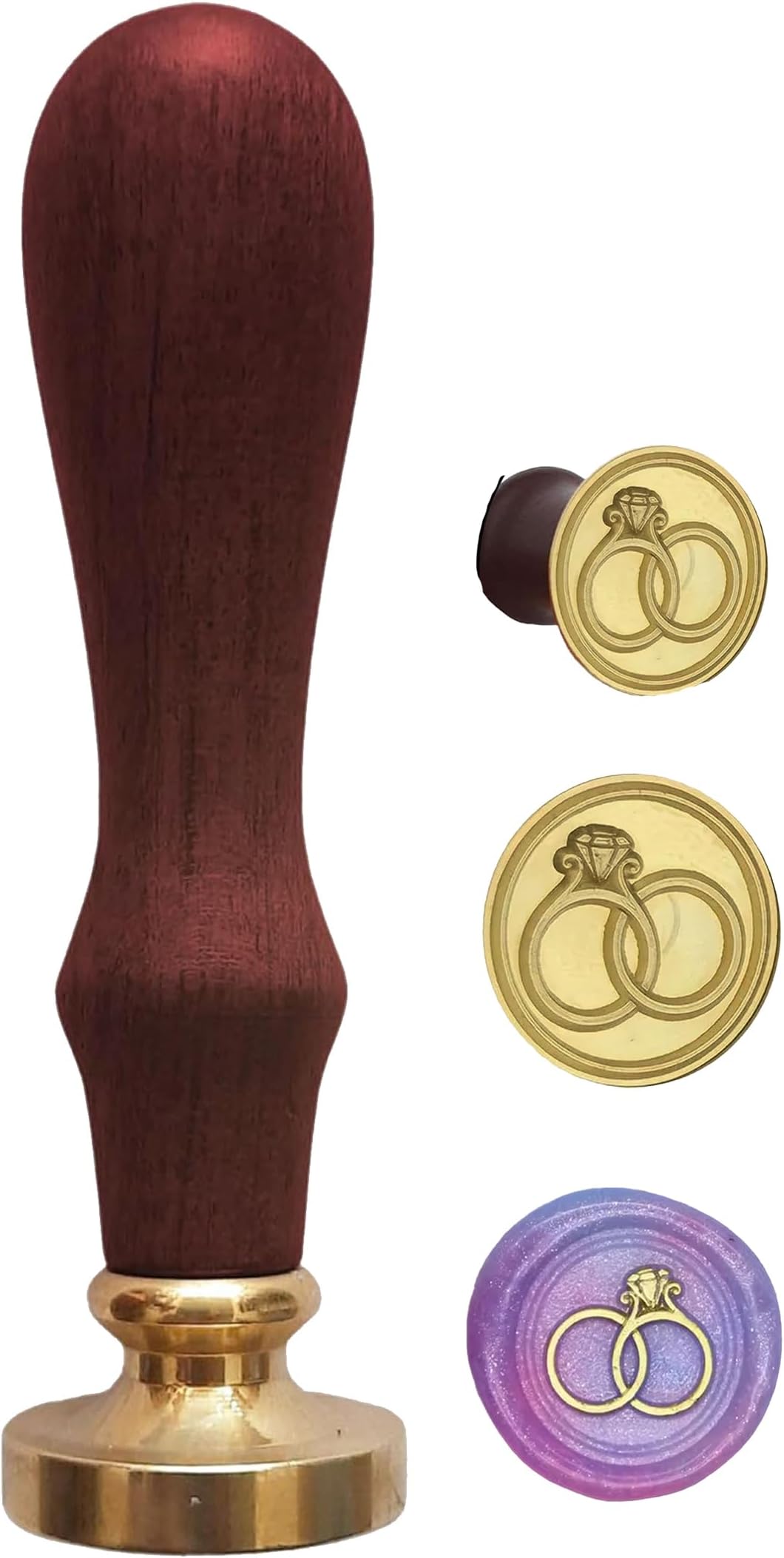 Curated Cart Wax Seal Stamp Kit – 1 Ring Brass Head with Wooden Handle | Vintage Gift Box Packaging | Ideal for Cards, Envelopes, Letters, Invitations