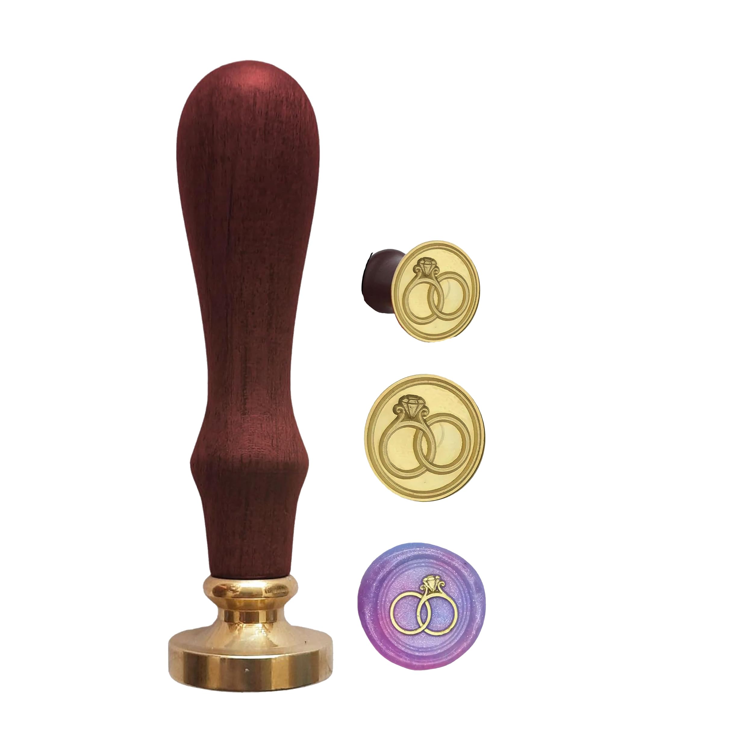 Curated Cart Wax Seal Stamp Kit – 1 Ring Brass Head with Wooden Handle | Vintage Gift Box Packaging | Ideal for Cards, Envelopes, Letters, Invitations