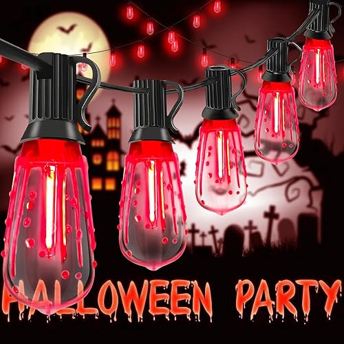 Miniatura 8 de Abeja ST40 - Tira de luces de 45 pies con 30 bombillas LED vintage (2 de repuesto), base de scoket E17, tira de luces LED ST40 para patio, jardín,