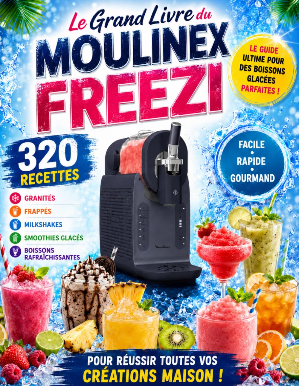 LE LIVRE RECETTES COMPLET DU MOULINEX FREEZI: 320 recettes glacées faciles et gourmandes pour préparer glaces, sorbets, yaourts glacés, milkshakes, granités et cocktails sans alcool à la maison
