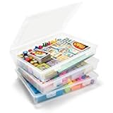 Board Game Storage, 3 Pack Stackable Board Game Storage Containers with Snap Tight Latch Lid, Portable Plastic Case Bin for Games Puzzle Magazine A4 Paper Craft Hobby, Fit 8.5 x 11 Paper