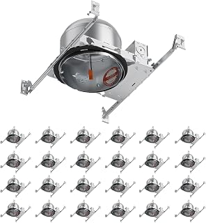 24 Pack 6 Inch Recessed Lighting Housing, 2024 Version IC Rated & Air Tight Can Light Housing New Construction, Recessed Retrofit Downlight Housing, TP24 Connector, ETL Listed