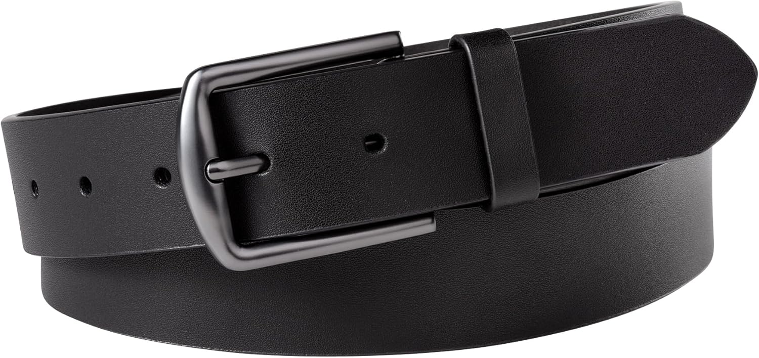 KM Legend mens Leather Dress Belt for Work Business and Casual 44 Boston Black image 2 of 6 B0CSX6Z1T3