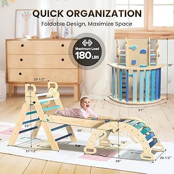 Amazon.com: BlueWood Pikler Triangle Set 7in1 Foldable Baby