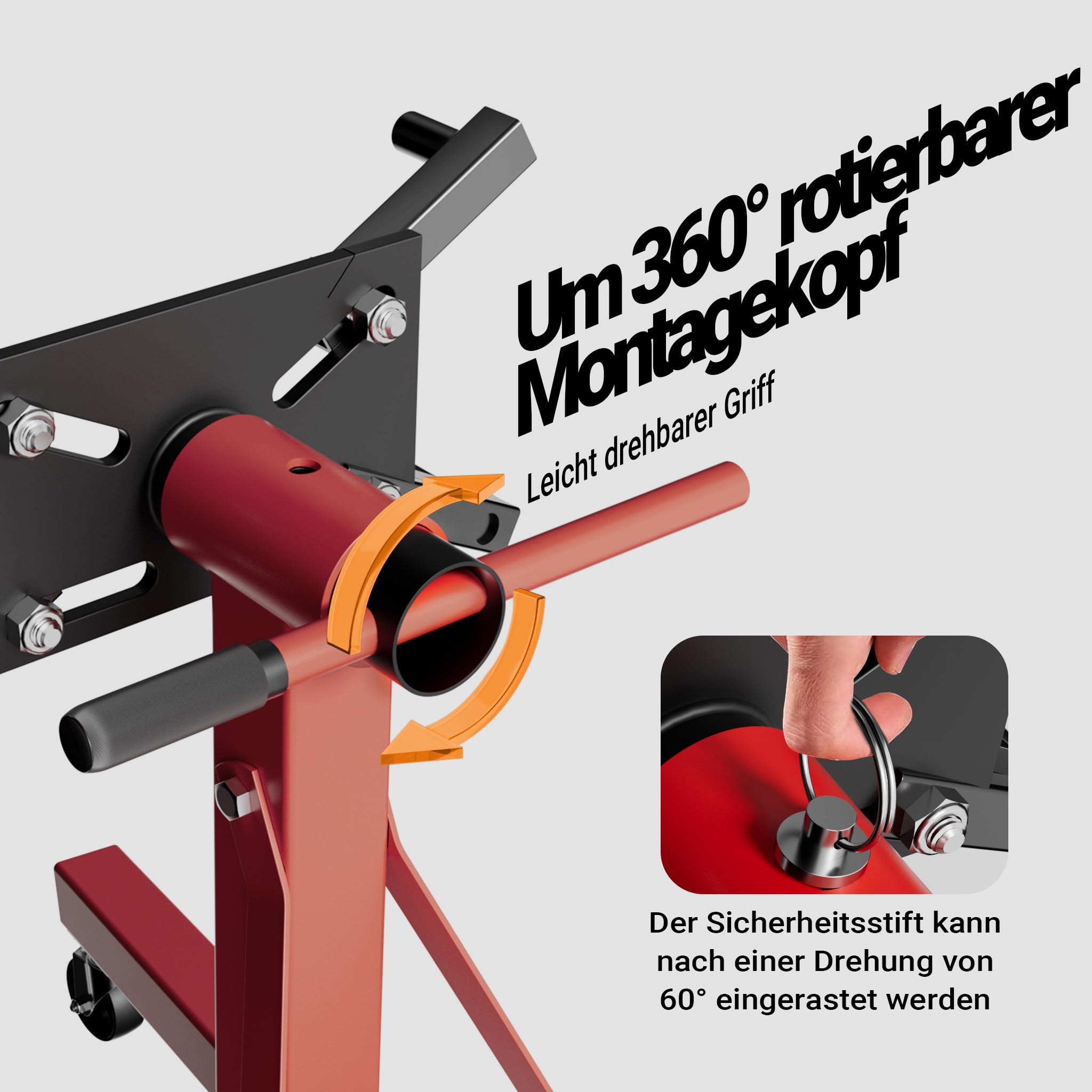 Wiltec Motorständer bis zu 900kg aus lackiertem Stahl mit Rollen Motorheber, Getriebeheber, Getriebehalter