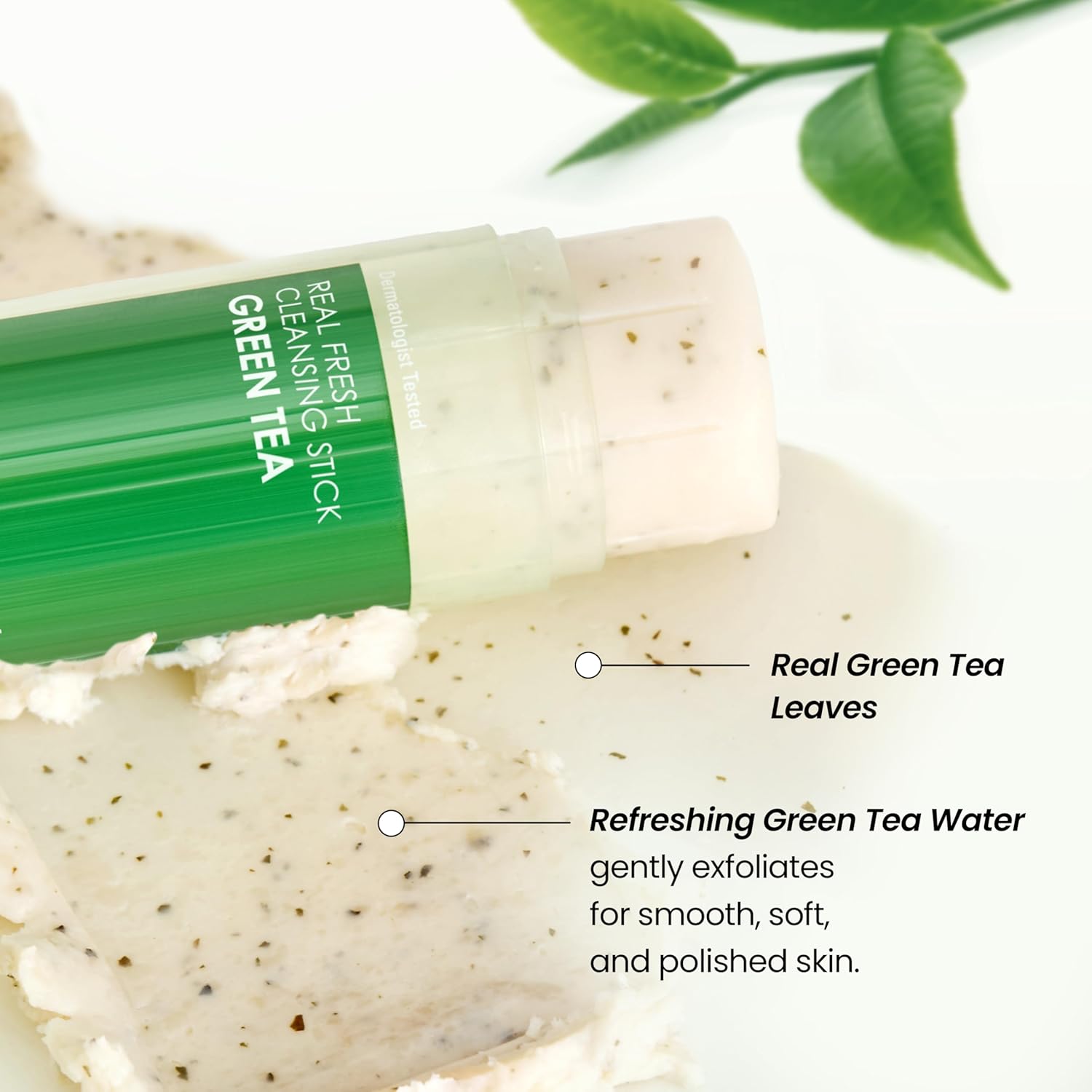 [K-Beauty] NEOGEN DERMALOGY Makeup Remover Cleansing Stick with Green Tea Extract and Leaves - Hydrating Travel Size Essential (Real Fresh Cleansing Stick Green Tea)/Blackhead Remover - Image 4