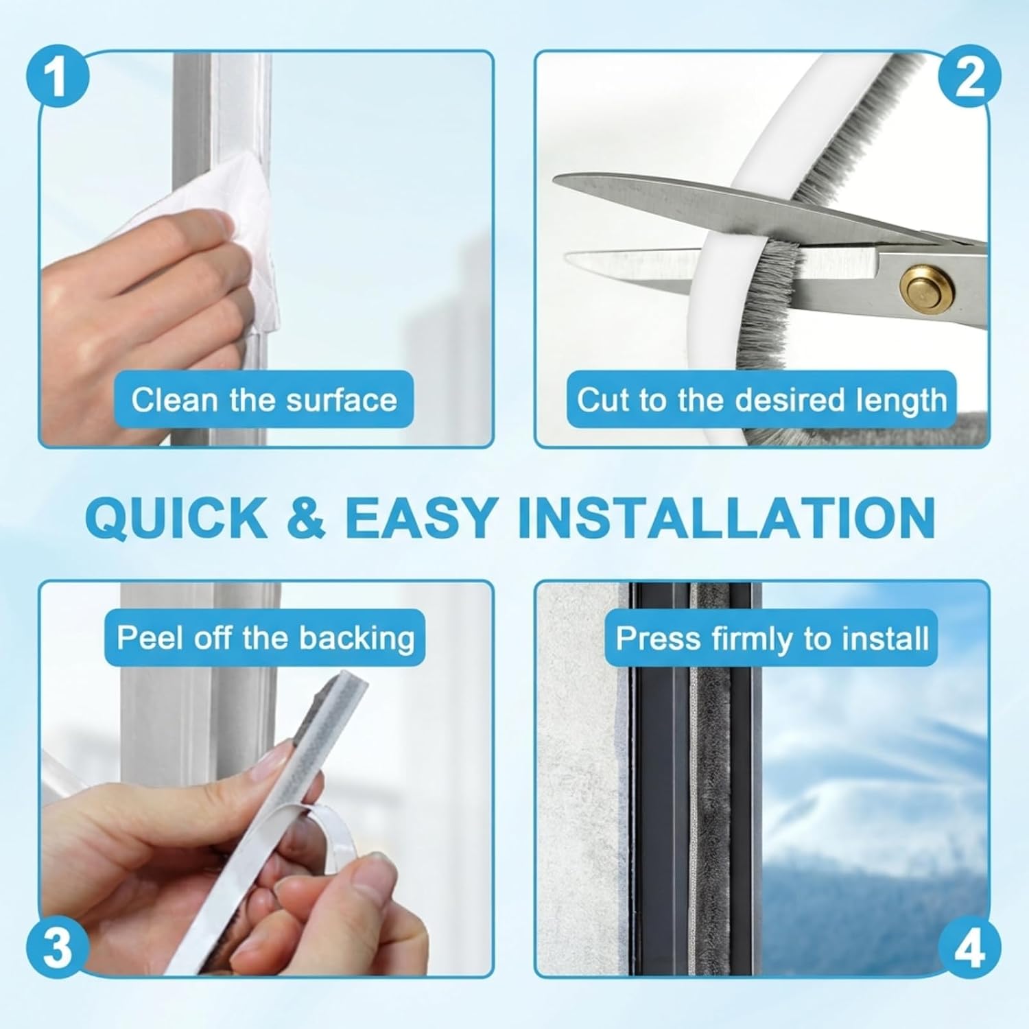 39FT Weather Stripping Door and Window Seal, Self-Adhesive Soundproofing Seal Strip, 0.35" Wide x 0.2" Thick, Draft Stopper for Doors & Windows (Grey, 39.4FT, 0.35'' Wide X 0.35'' Thick)