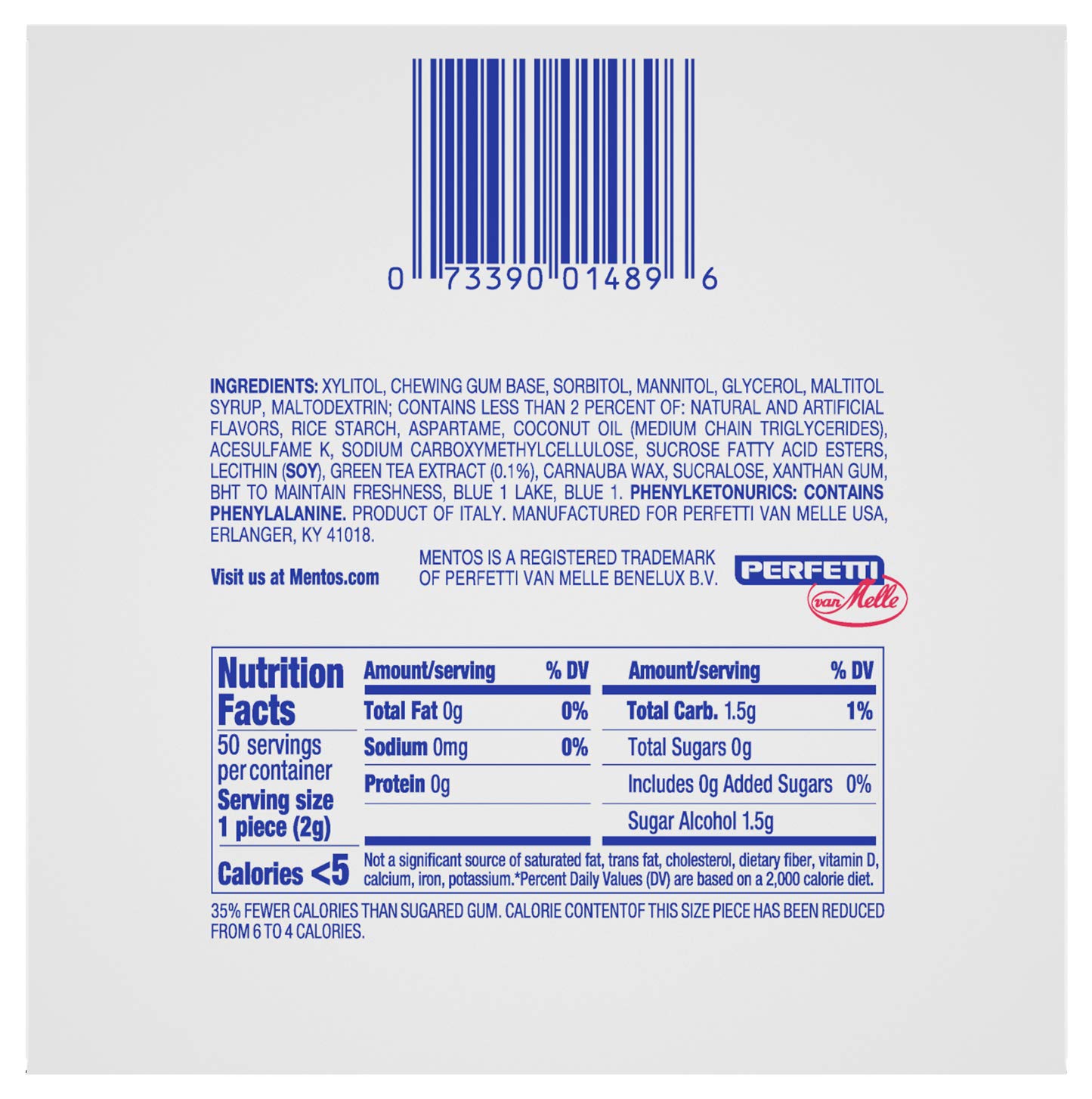 Mentos Sugar-Free Chewing Gum, Bubble Fresh Cotton Candy, Bulk, 50 Count (Pack of 4)