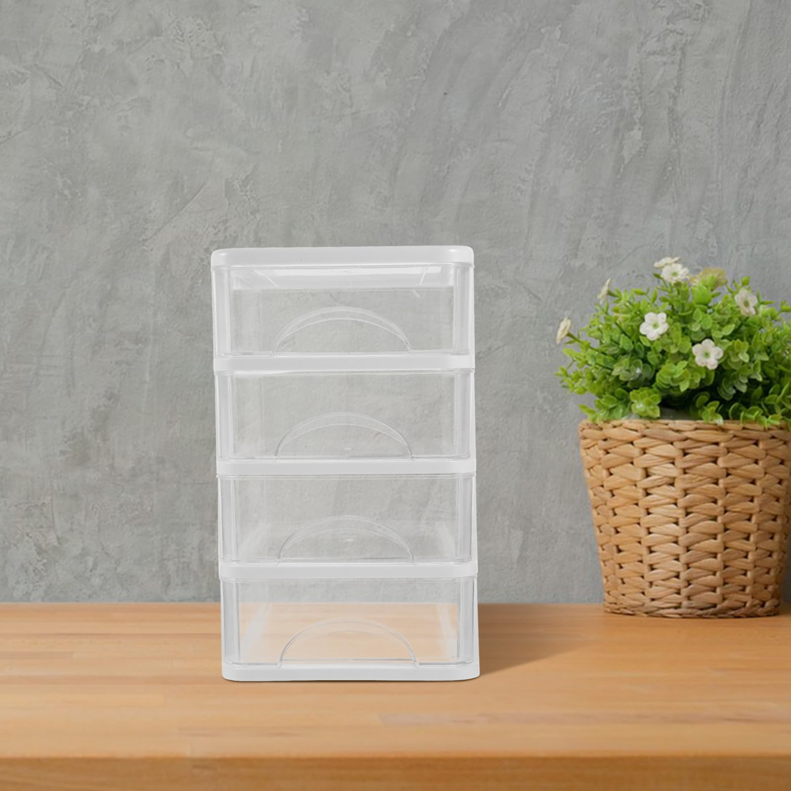 Operitacx Boîte de Rangement de Bureau Blanche en Plastique Tiroir et Compartiments, Grosse Capacité pour Organiser Petits Objets, pour Salle D'étude et Décoration